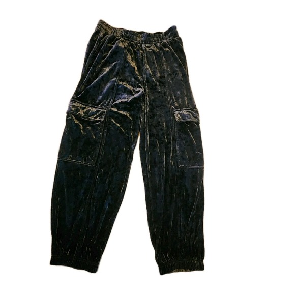 Jessica Simpson Velour Crushed Velvet Cargo Jogger Pants Womens M Luxe Track Y2K - Picture 1 of 11
